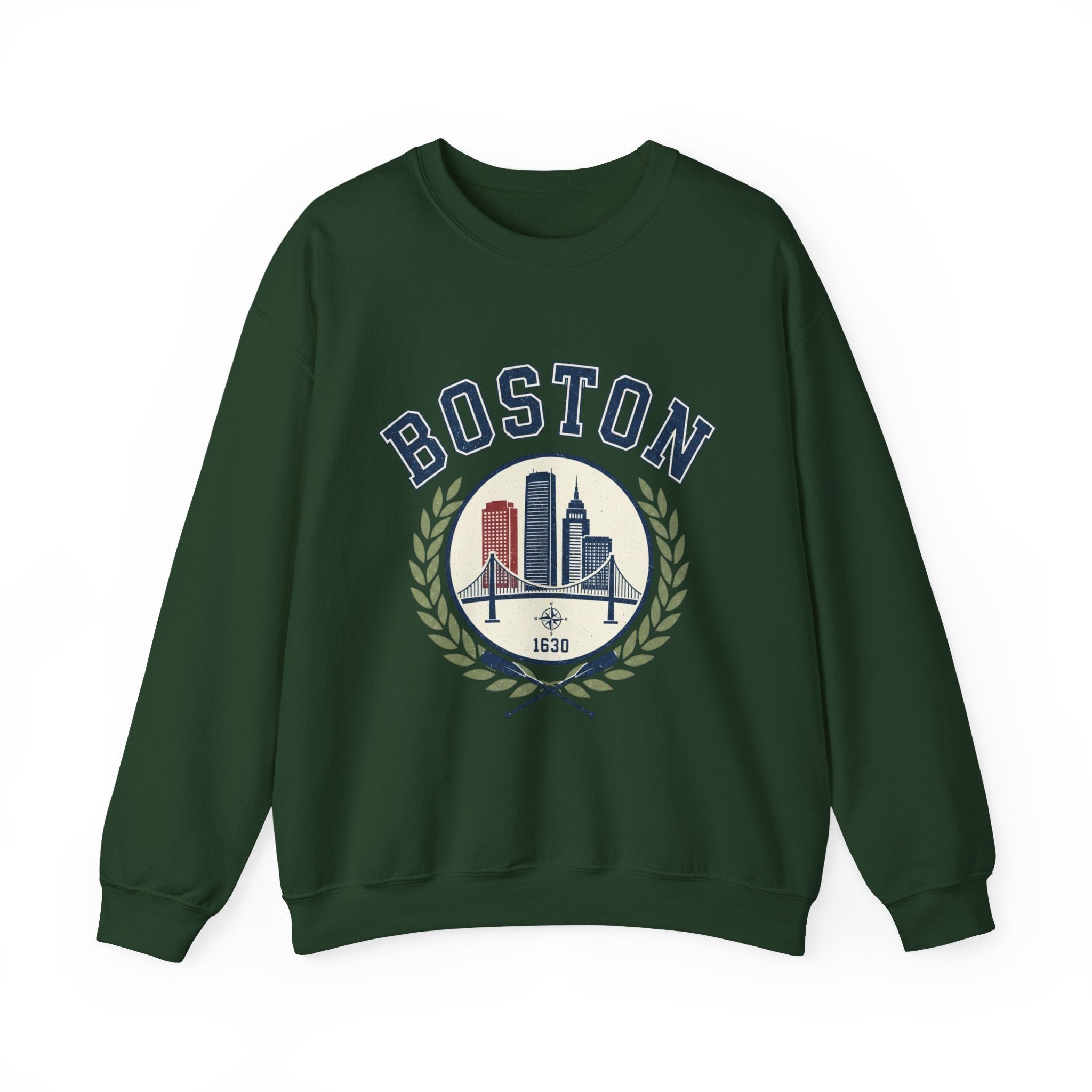 Boston Skyline Crest Sweatshirt | Cityscape Bridge Laurel 1630