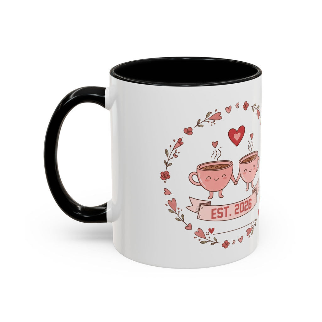 Couples Heart Design Accent Coffee Mug | Valentine Anniversary Birthday
