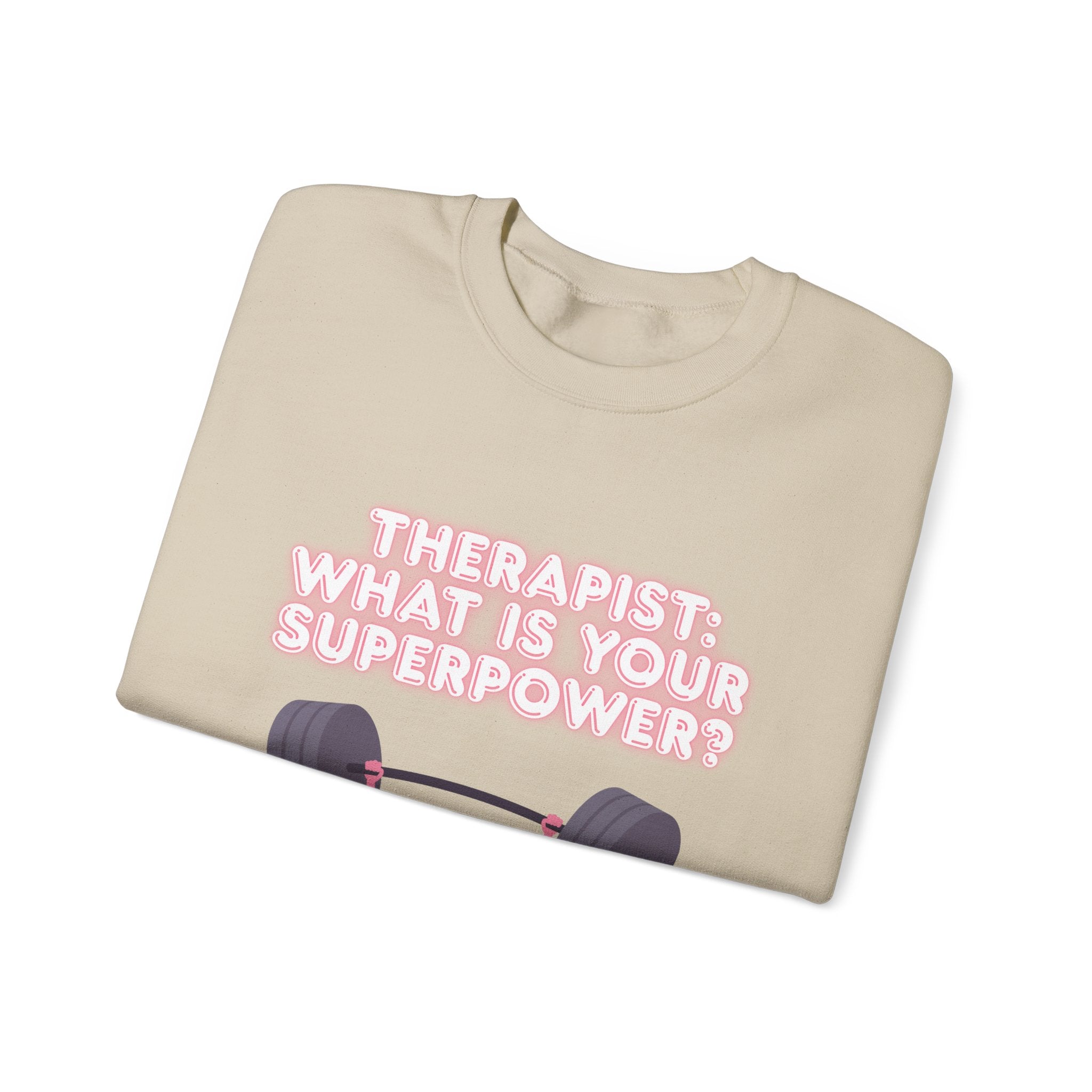Therapist Superpower Sweatshirt — Cute Brain Lifting Weights Crewneck
