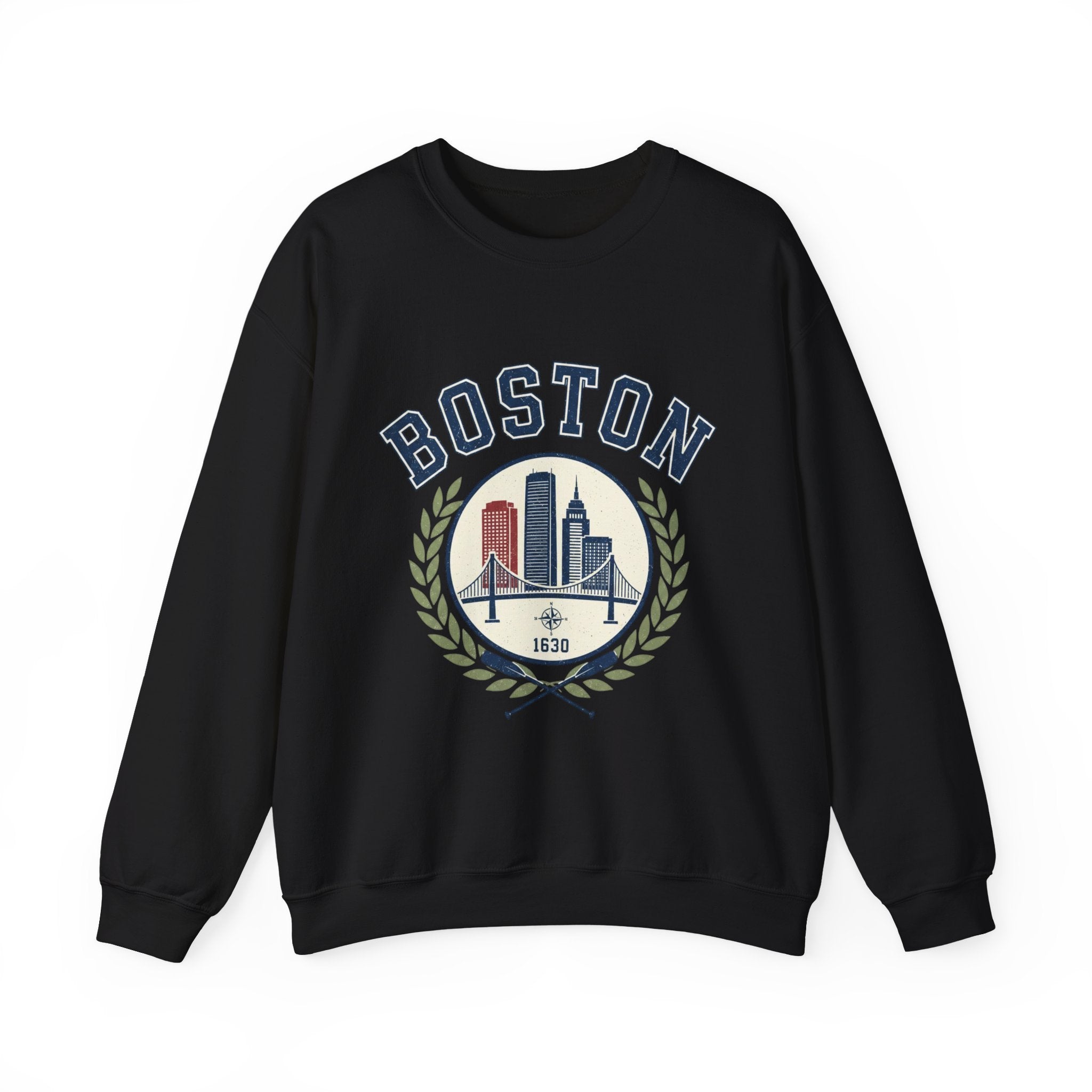 Boston Skyline Crest Sweatshirt | Cityscape Bridge Laurel 1630