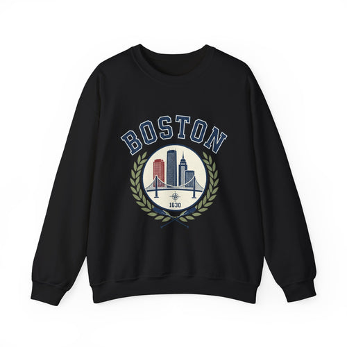 Boston Skyline Crest Sweatshirt | Cityscape Bridge Laurel 1630
