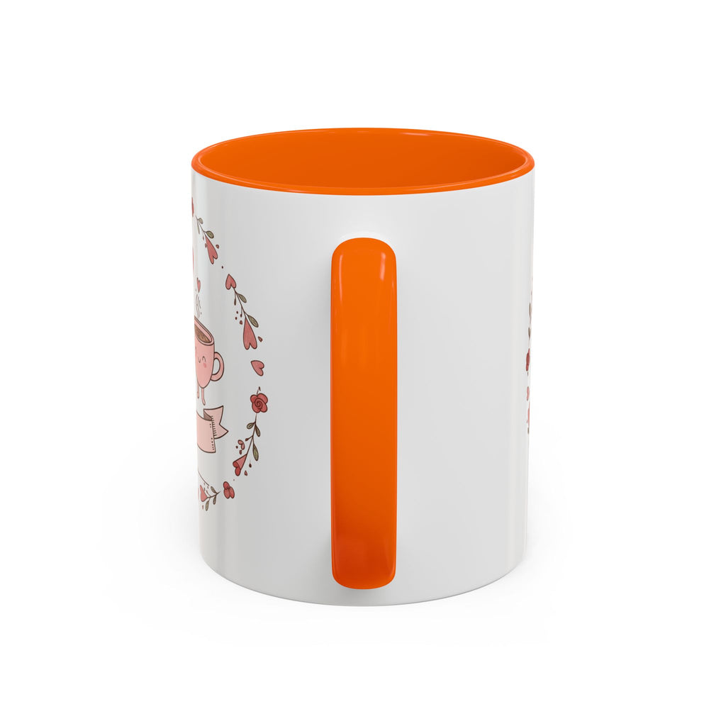 Couples Heart Design Accent Coffee Mug | Valentine Anniversary Birthday