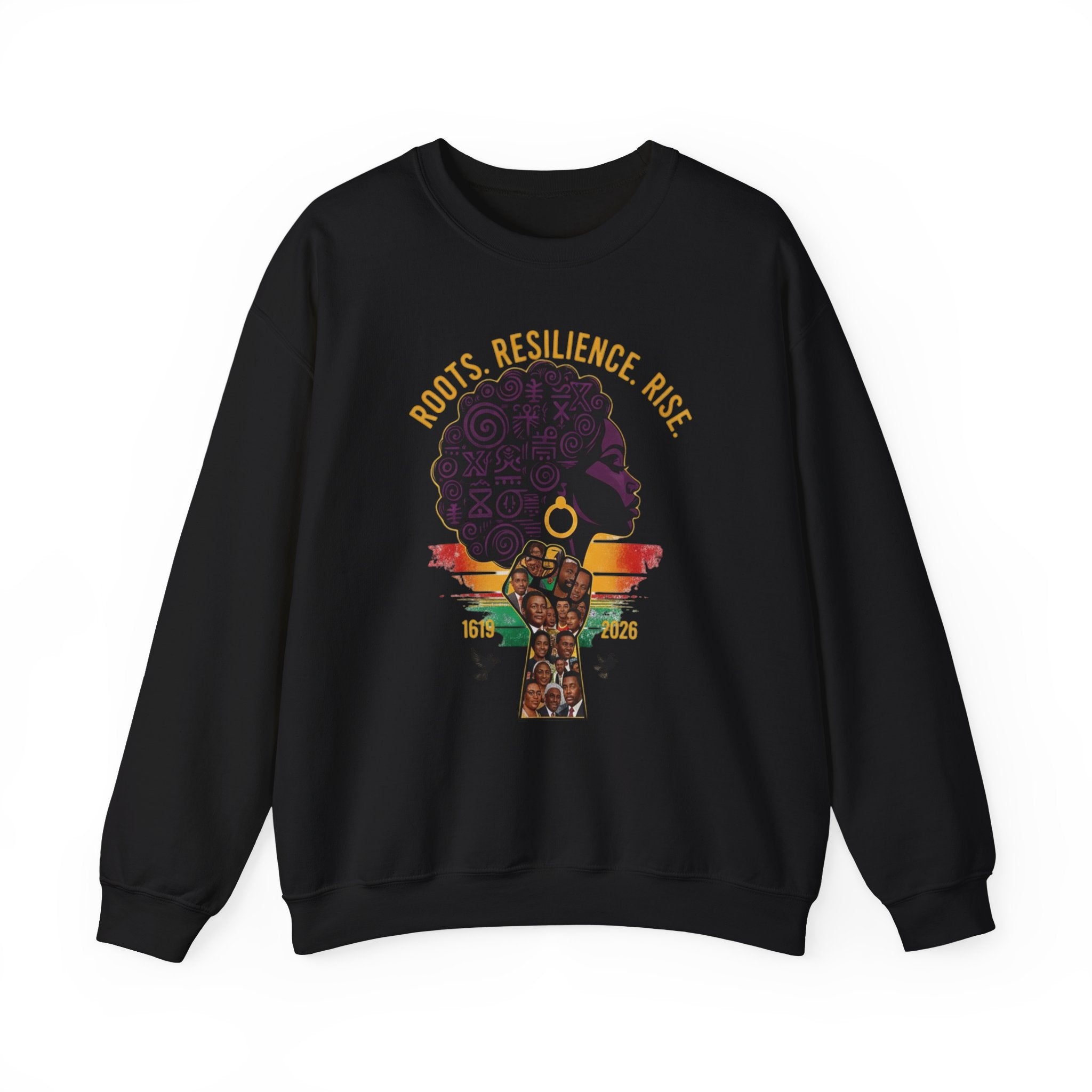Roots Resilience Rise Sweatshirt | Black History Afro Woman Design