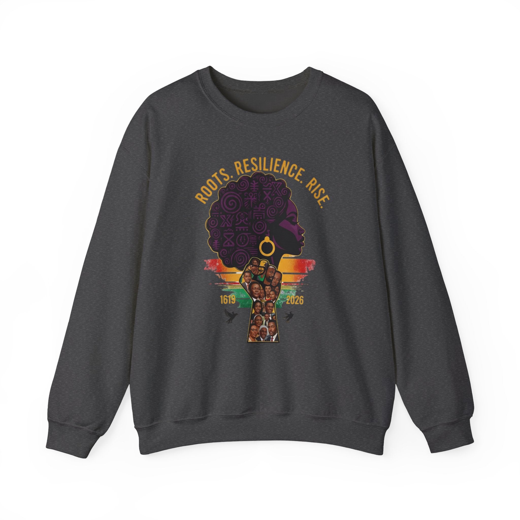 Roots Resilience Rise Sweatshirt | Black History Afro Woman Design