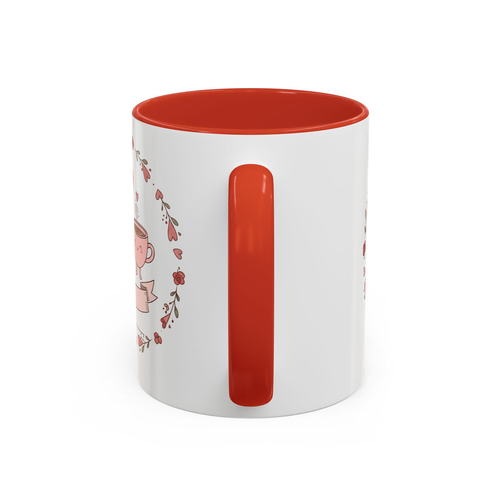 Couples Heart Design Accent Coffee Mug | Valentine Anniversary Birthday