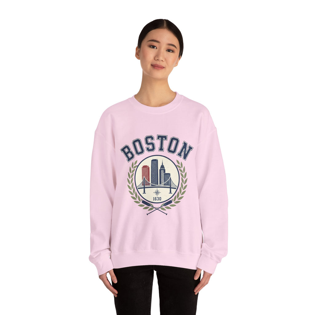 Boston Skyline Crest Sweatshirt | Cityscape Bridge Laurel 1630
