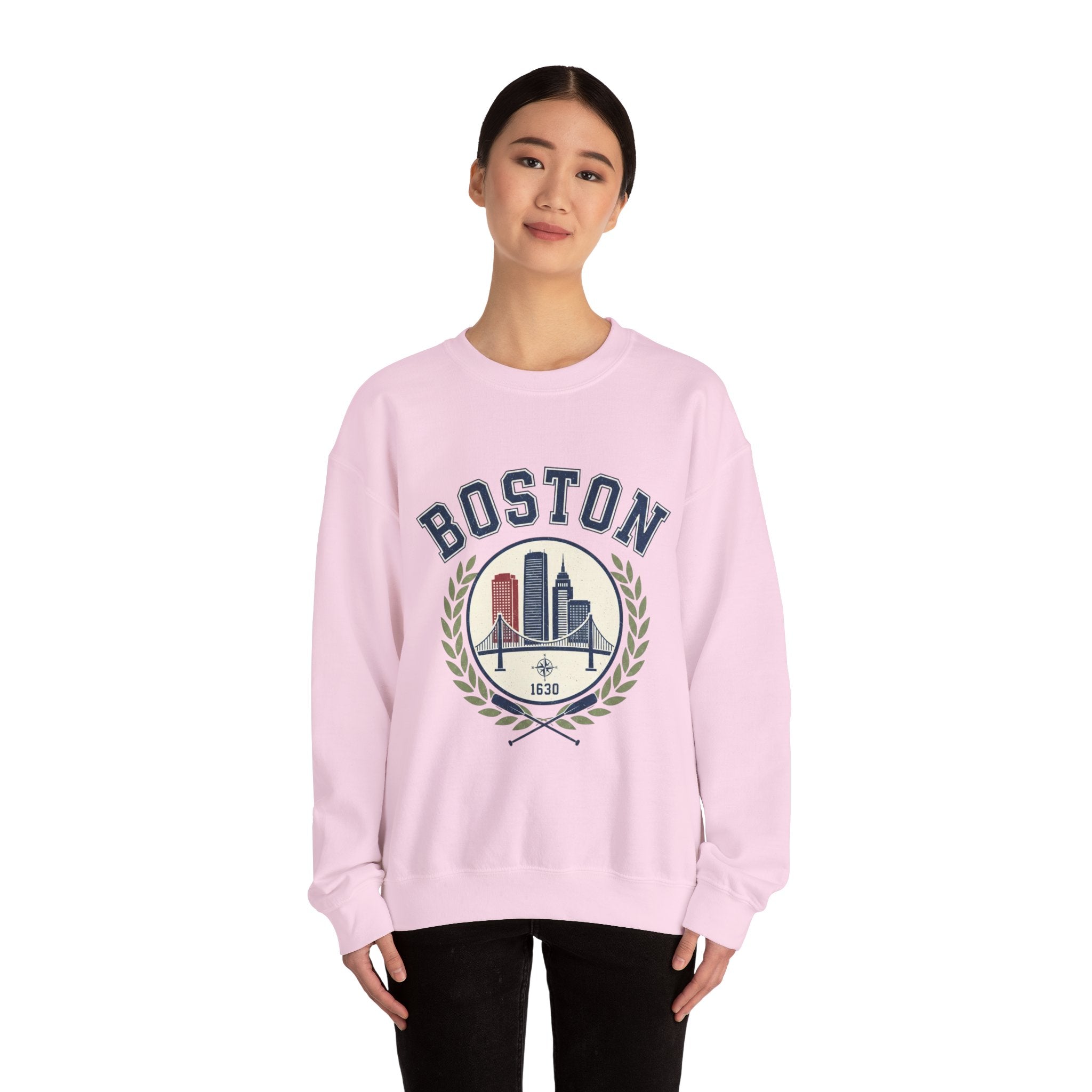 Boston Skyline Crest Sweatshirt | Cityscape Bridge Laurel 1630