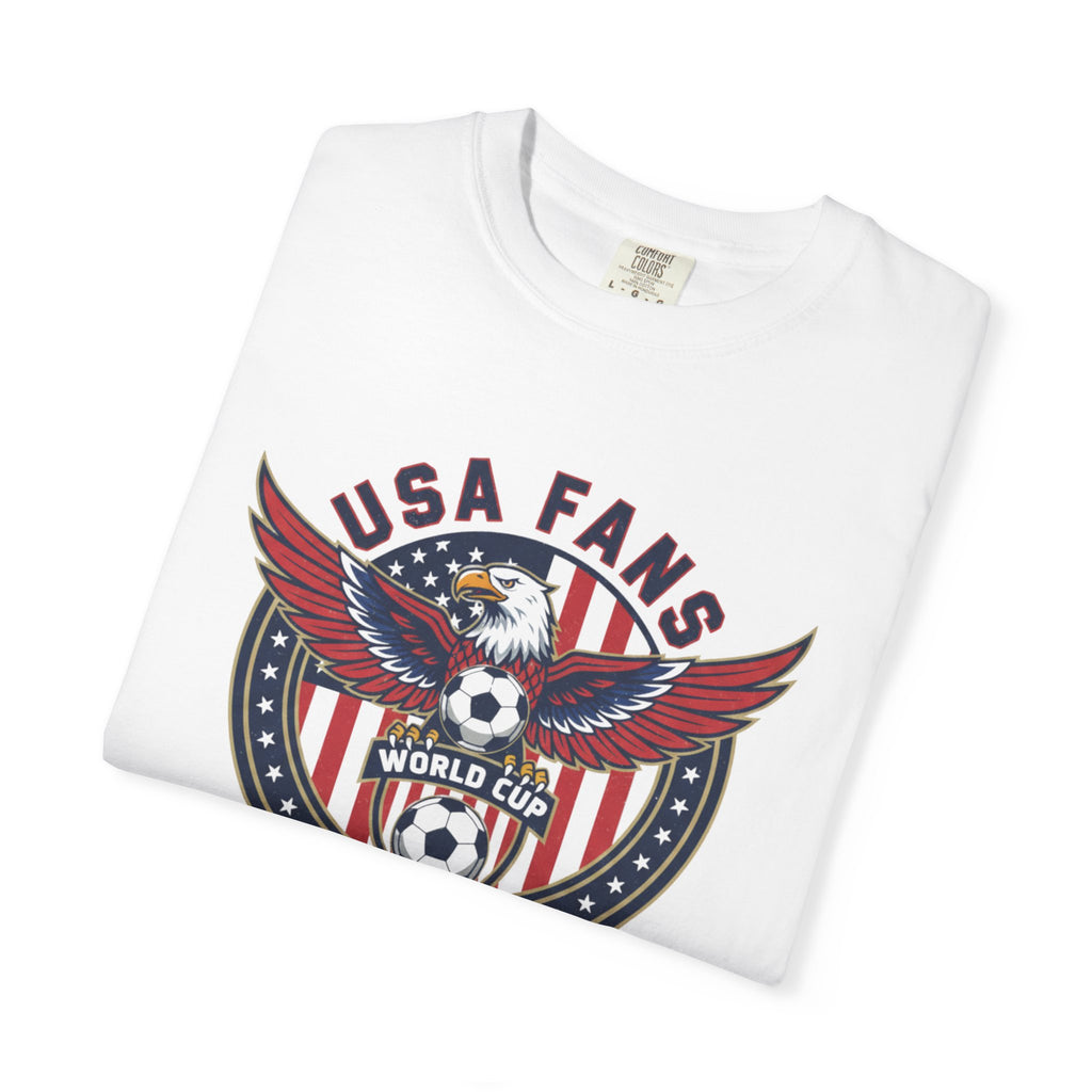USA Fans World Cup Soccer T-Shirt — Patriotic Eagle Flag Design