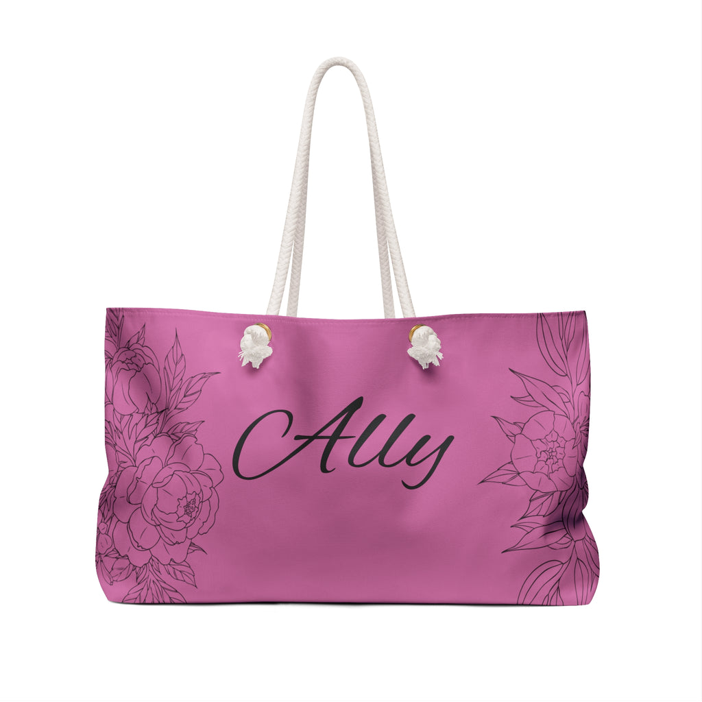 Pink Floral Weekender Bag | Personalized Monogram Tote