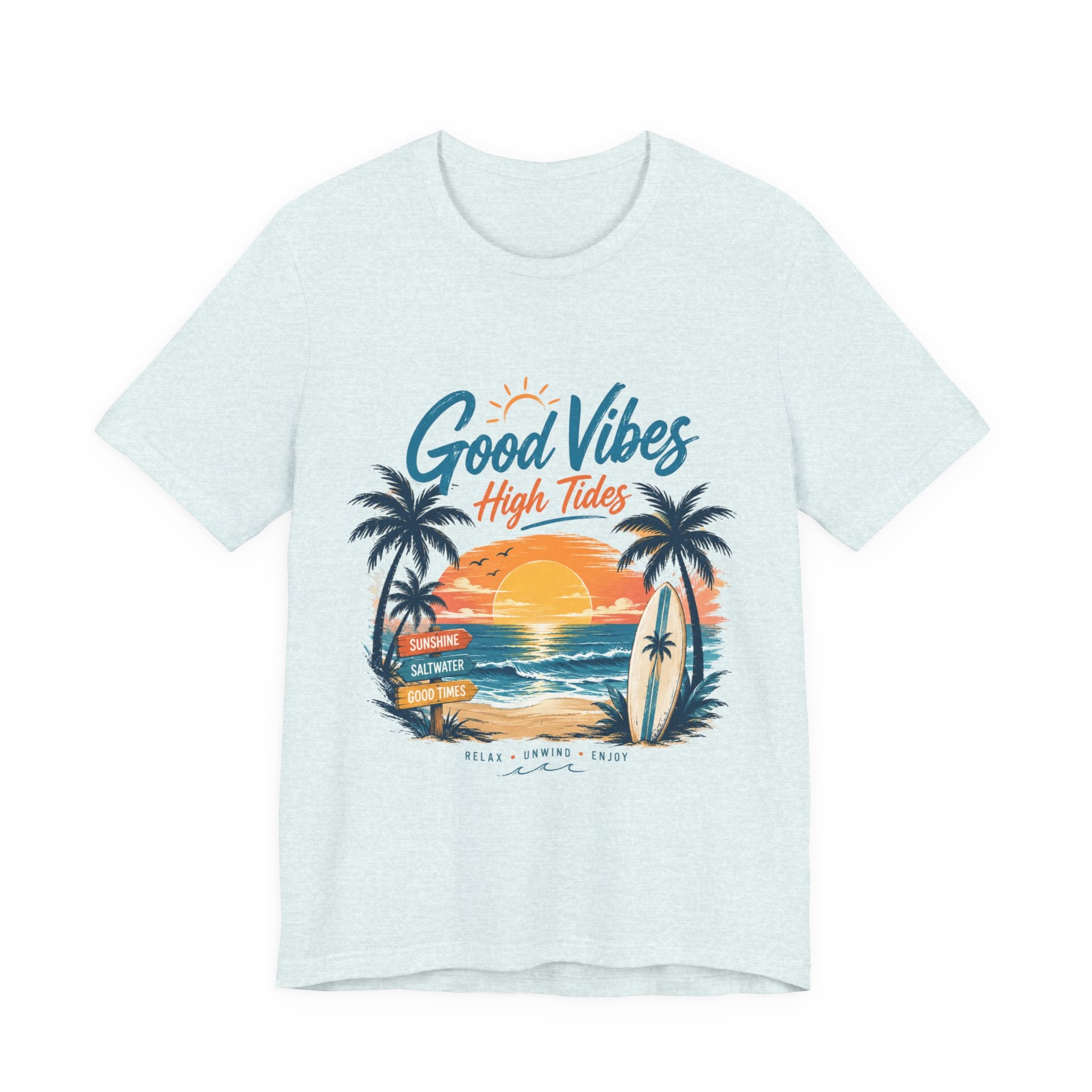 Summer Beach T-Shirt | Sunset Palm Beach Surf Scene