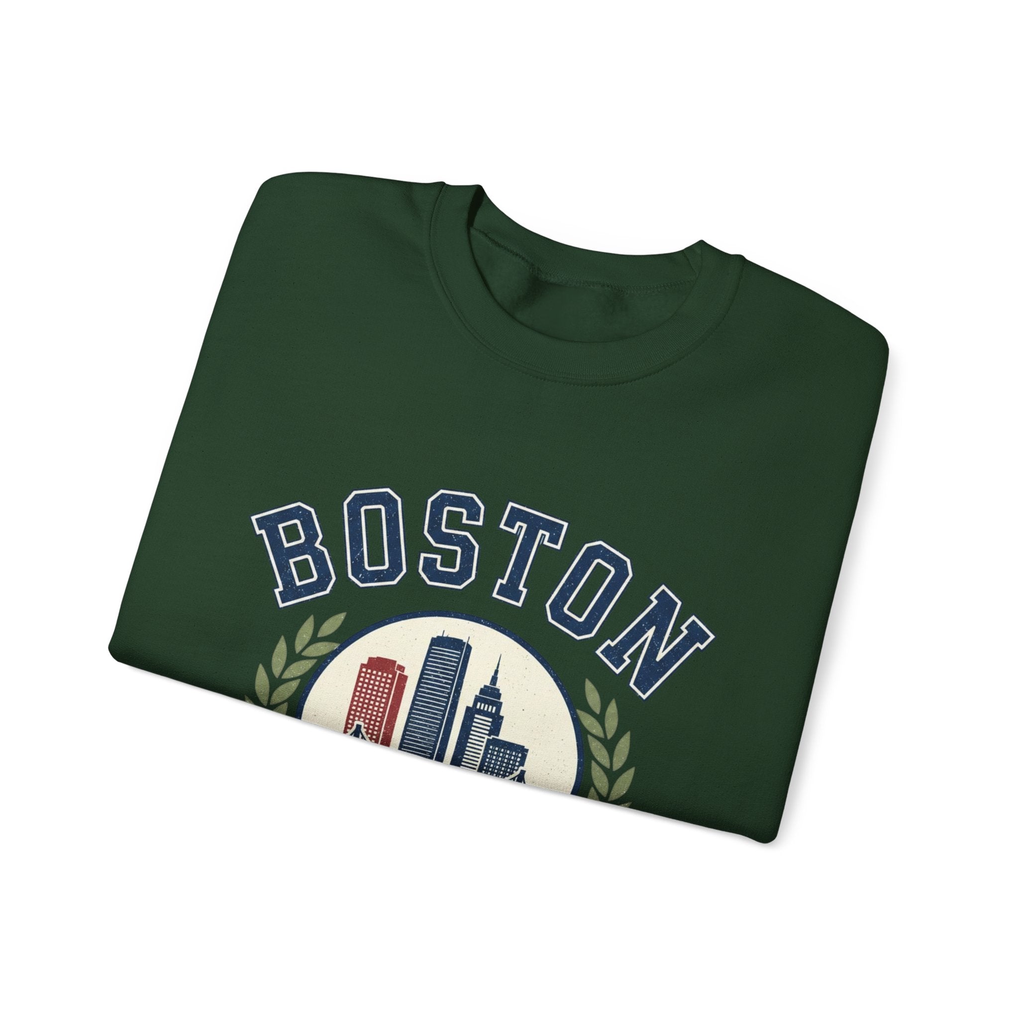 Boston Skyline Crest Sweatshirt | Cityscape Bridge Laurel 1630