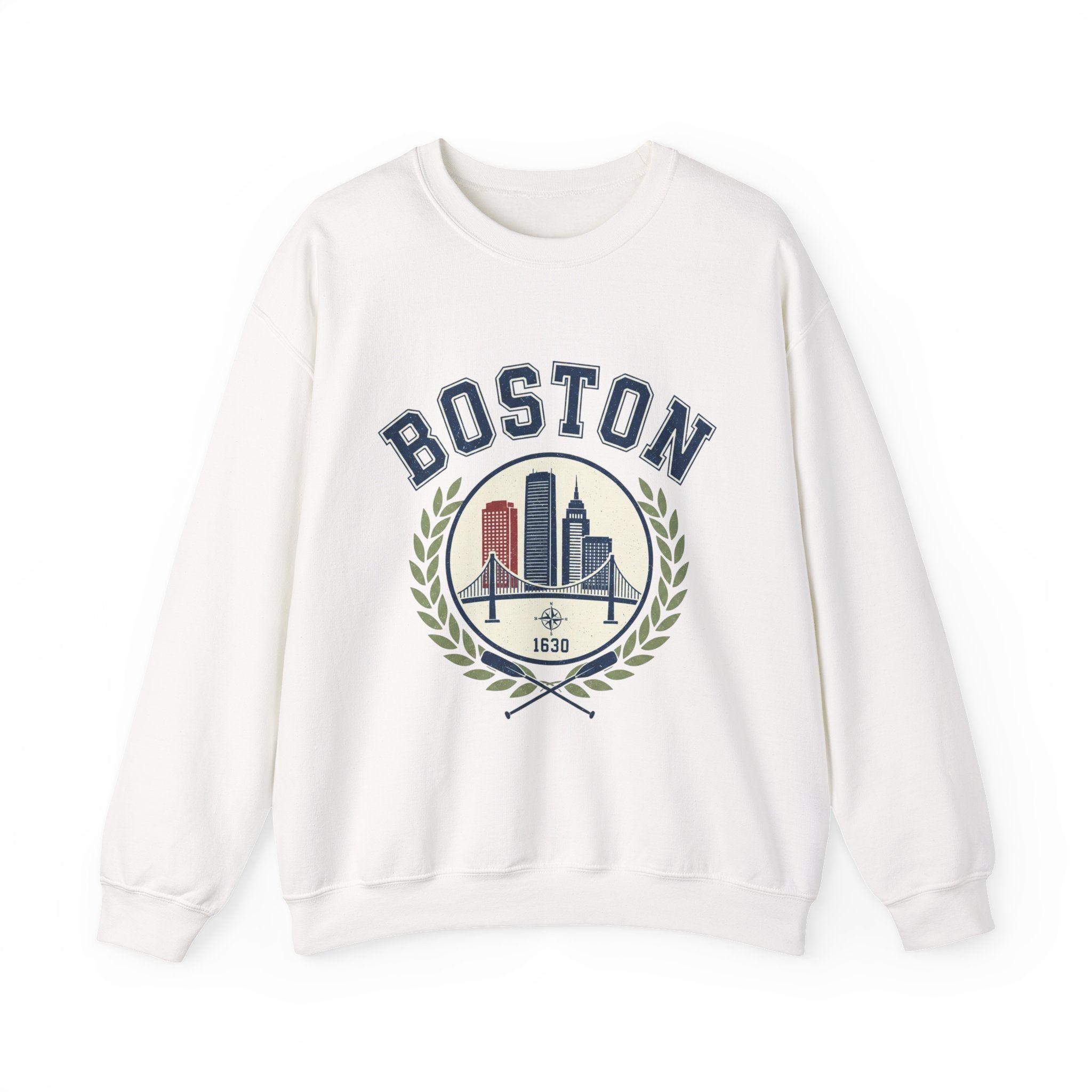 Boston Skyline Crest Sweatshirt | Cityscape Bridge Laurel 1630