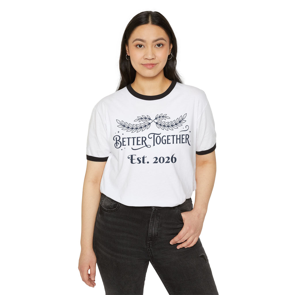 Custom Better Together Est. 2026 Ringer Tee | Matching Couple Shirt