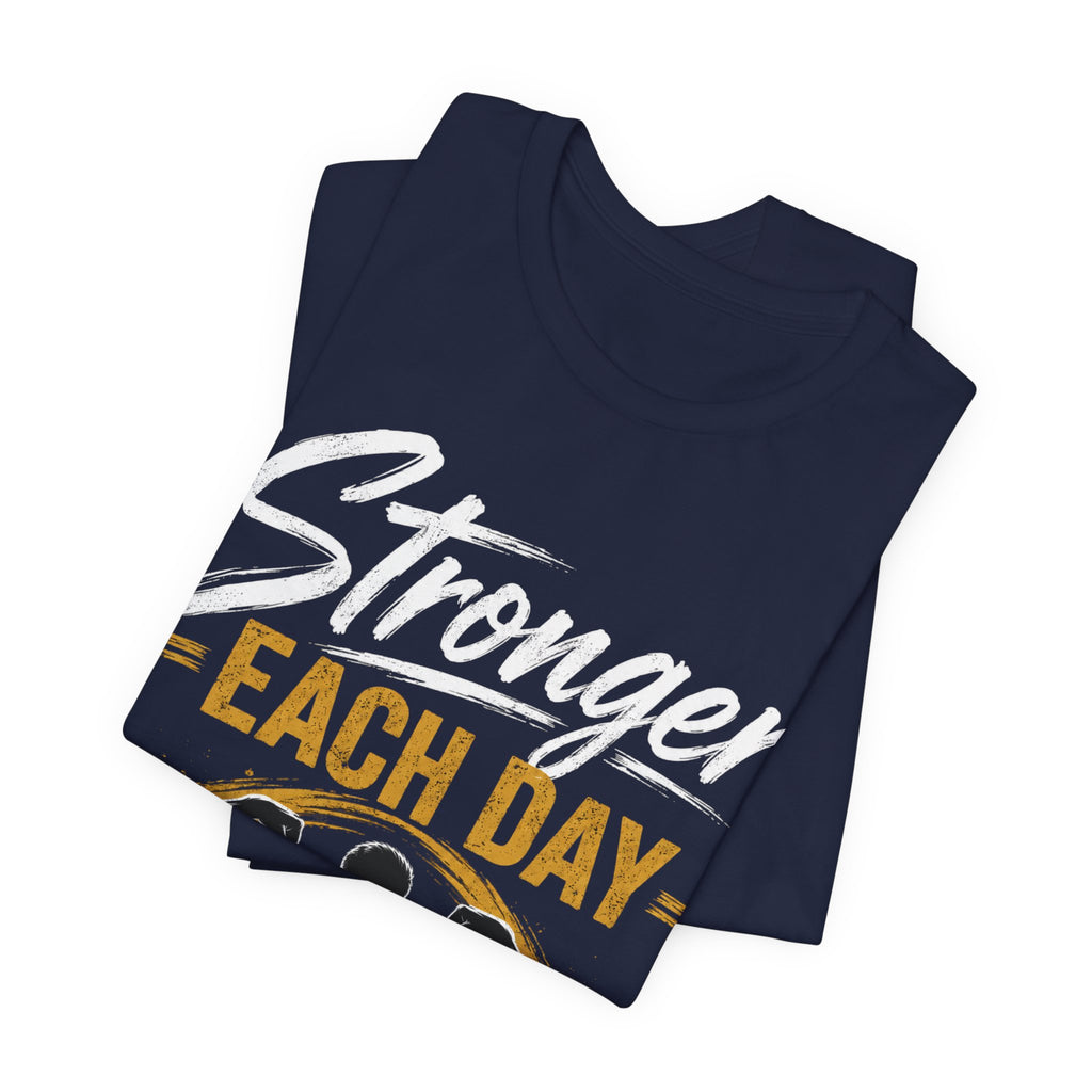 Stronger Each Day Summer Tee | Muscle Silhouette Fitness Shirt