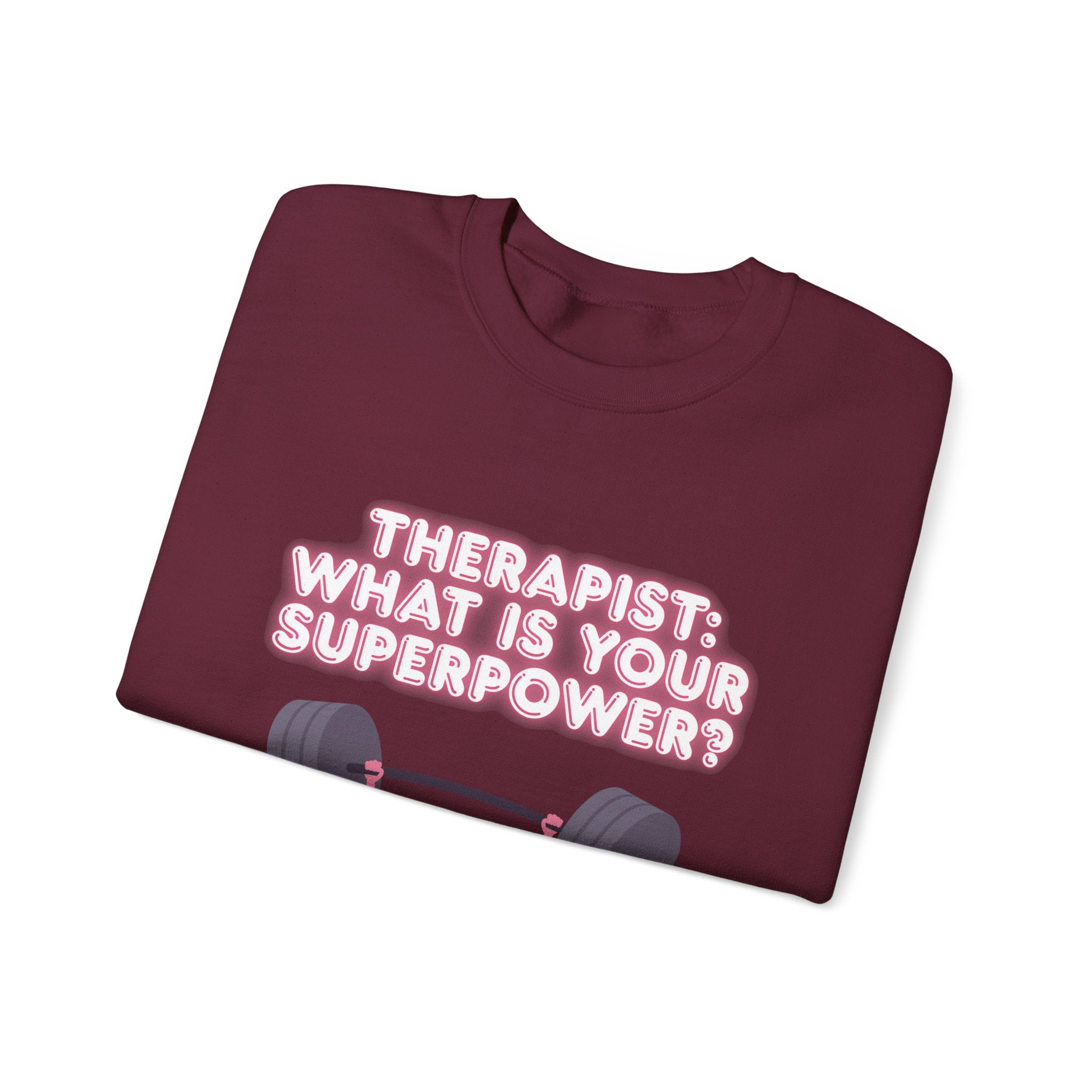 Therapist Superpower Sweatshirt — Cute Brain Lifting Weights Crewneck