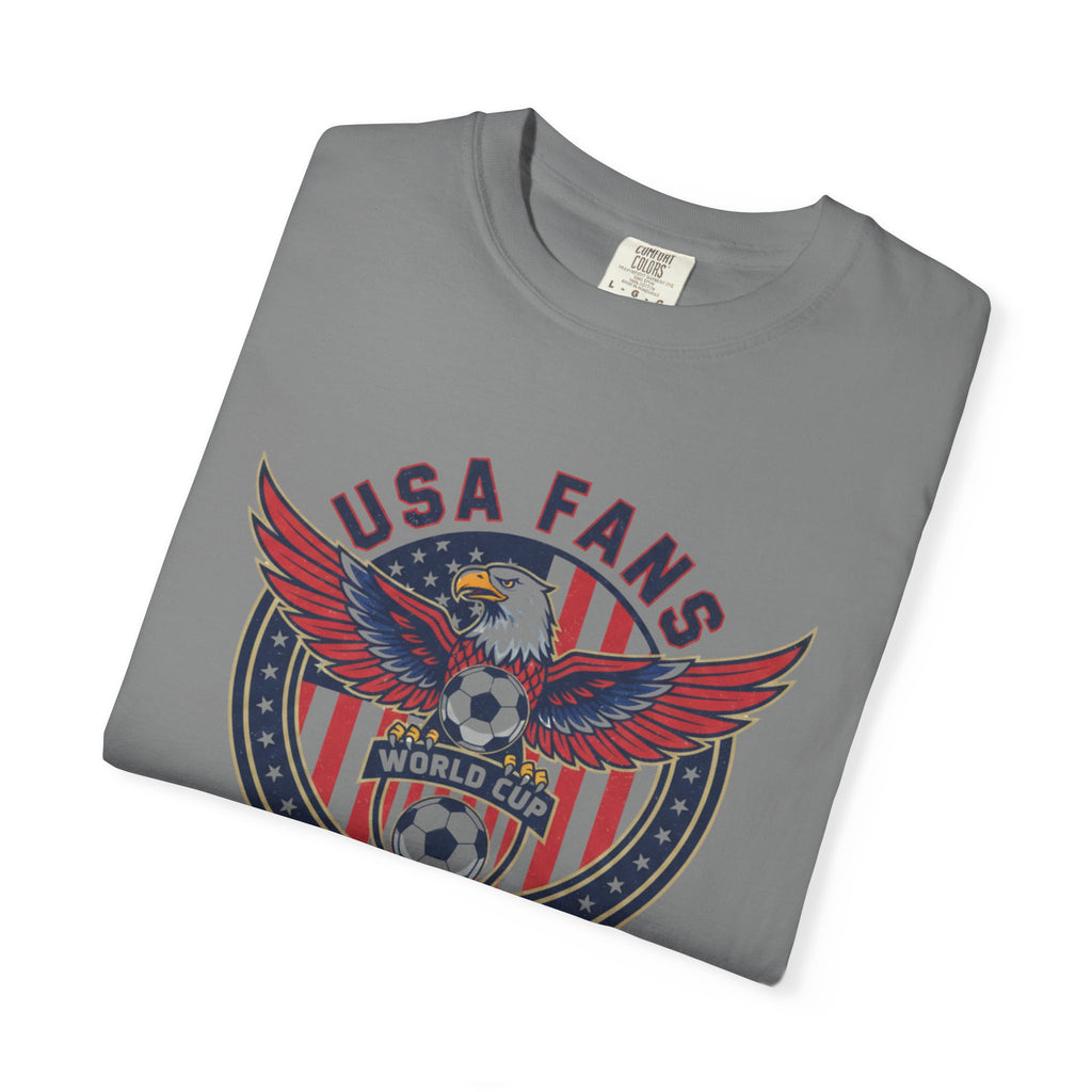 USA Fans World Cup Soccer T-Shirt — Patriotic Eagle Flag Design