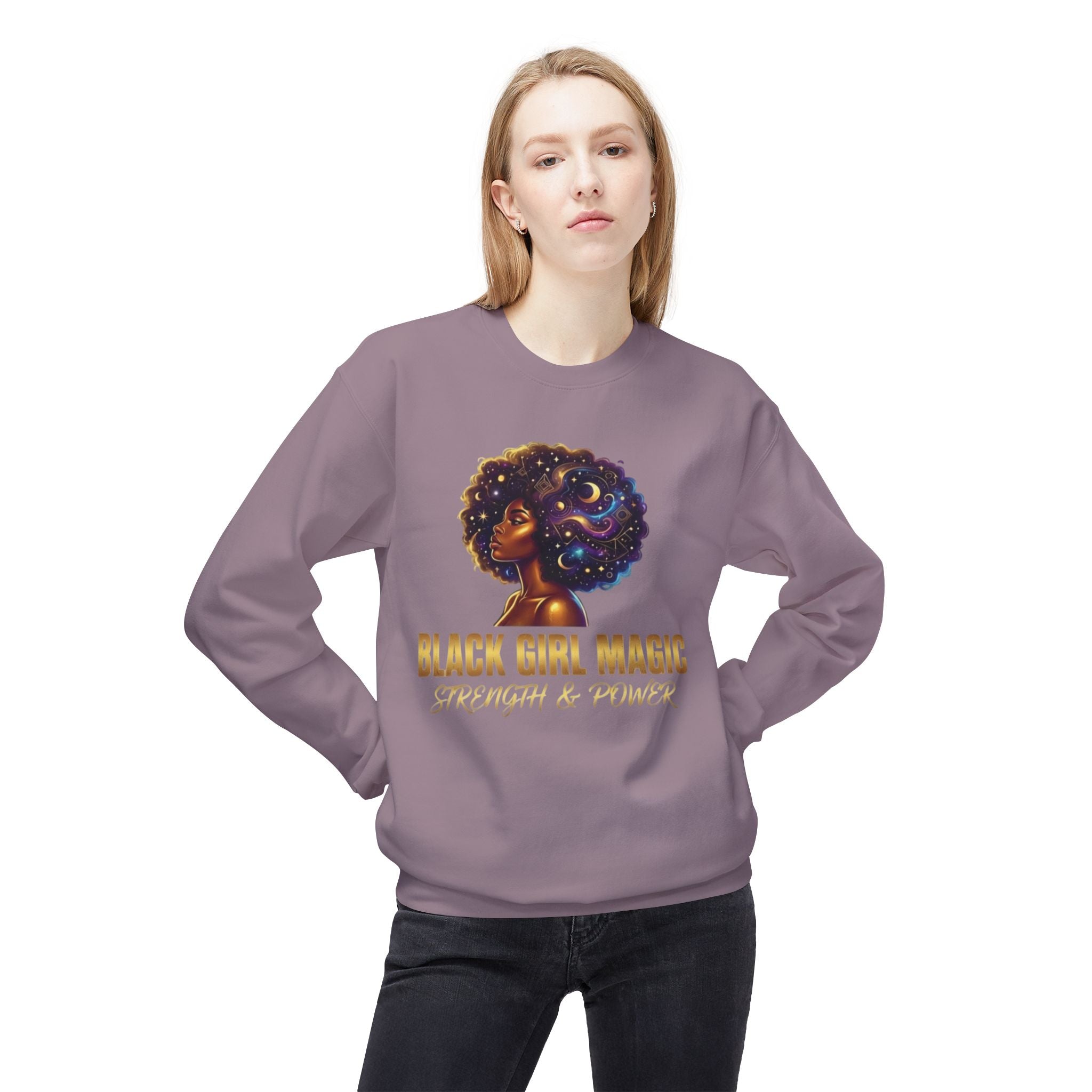 Black Girl Magic Afro Galaxy Illustration Sweatshirt | Strength & Power