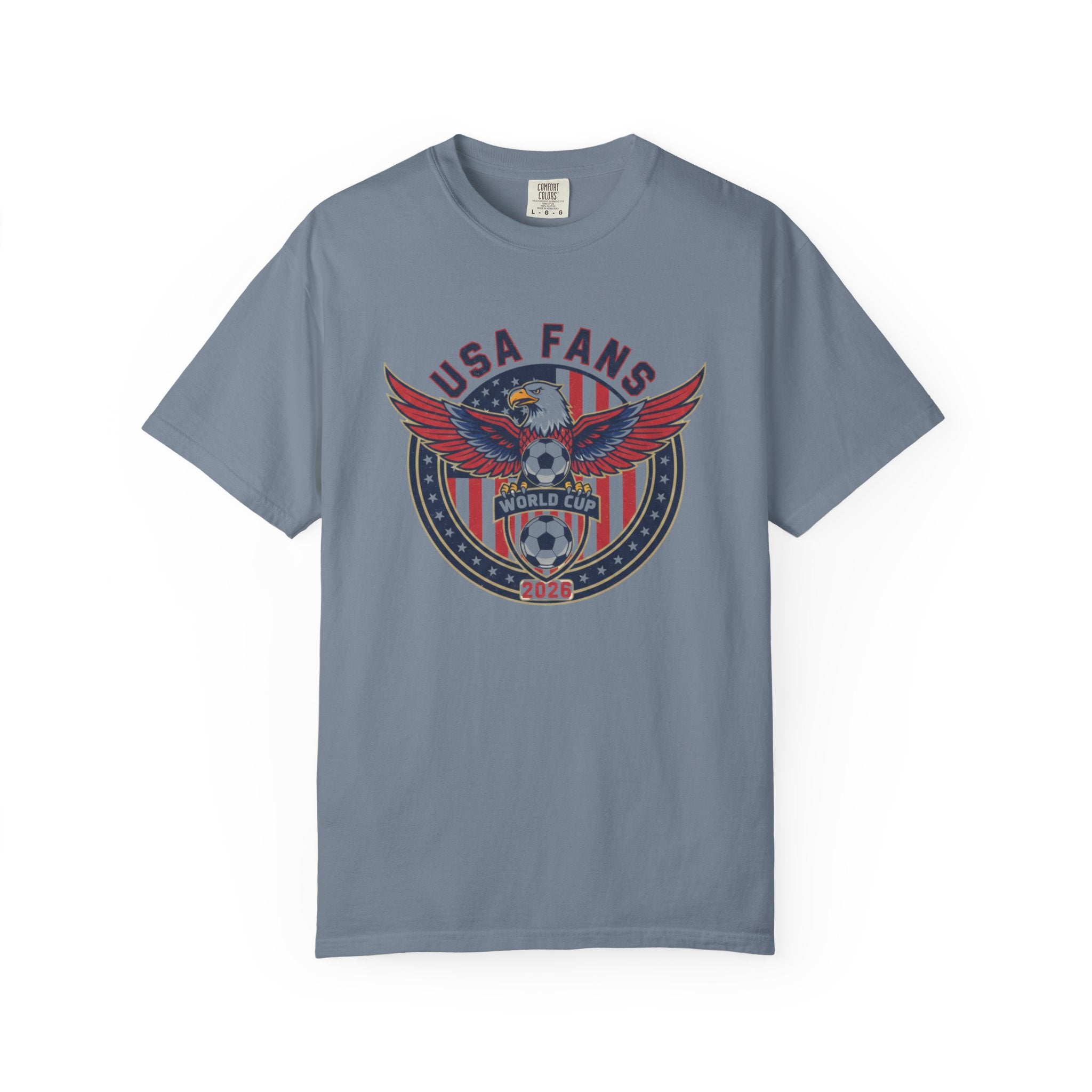 USA Fans World Cup Soccer T-Shirt — Patriotic Eagle Flag Design