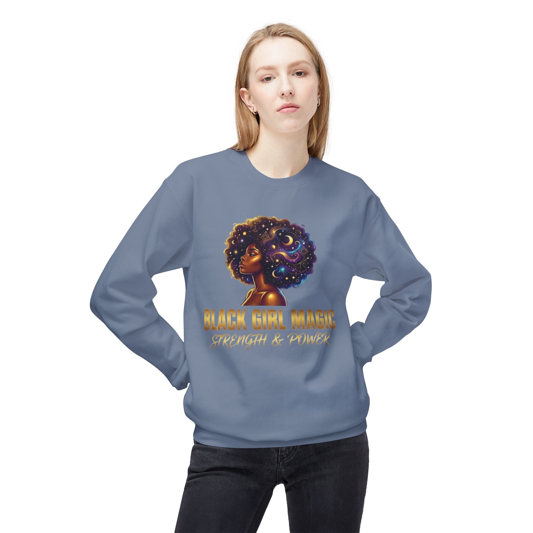 Black Girl Magic Afro Galaxy Illustration Sweatshirt | Strength & Power