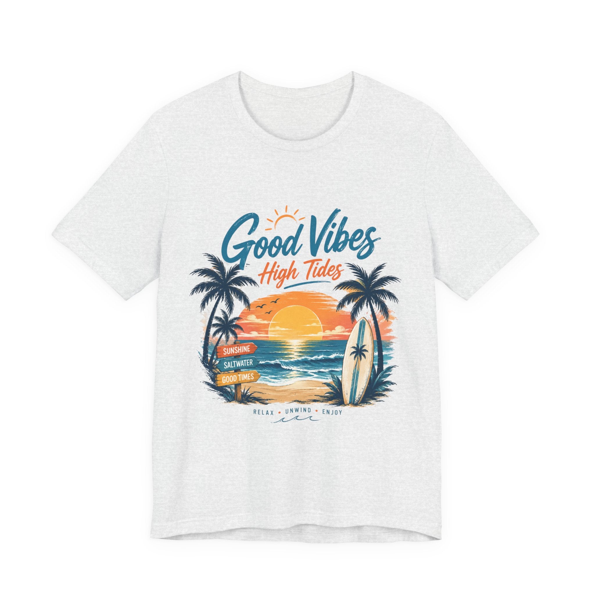 Summer Beach T-Shirt | Sunset Palm Beach Surf Scene