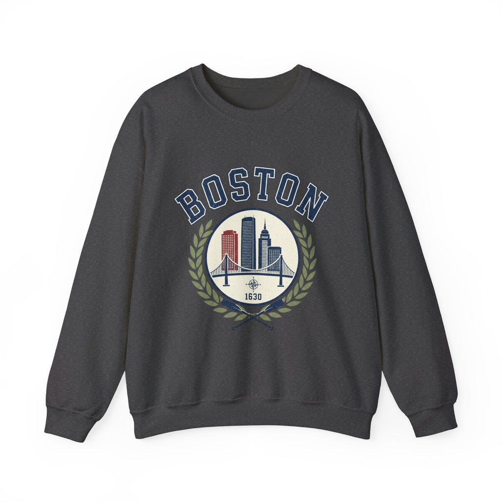 Boston Skyline Crest Sweatshirt | Cityscape Bridge Laurel 1630