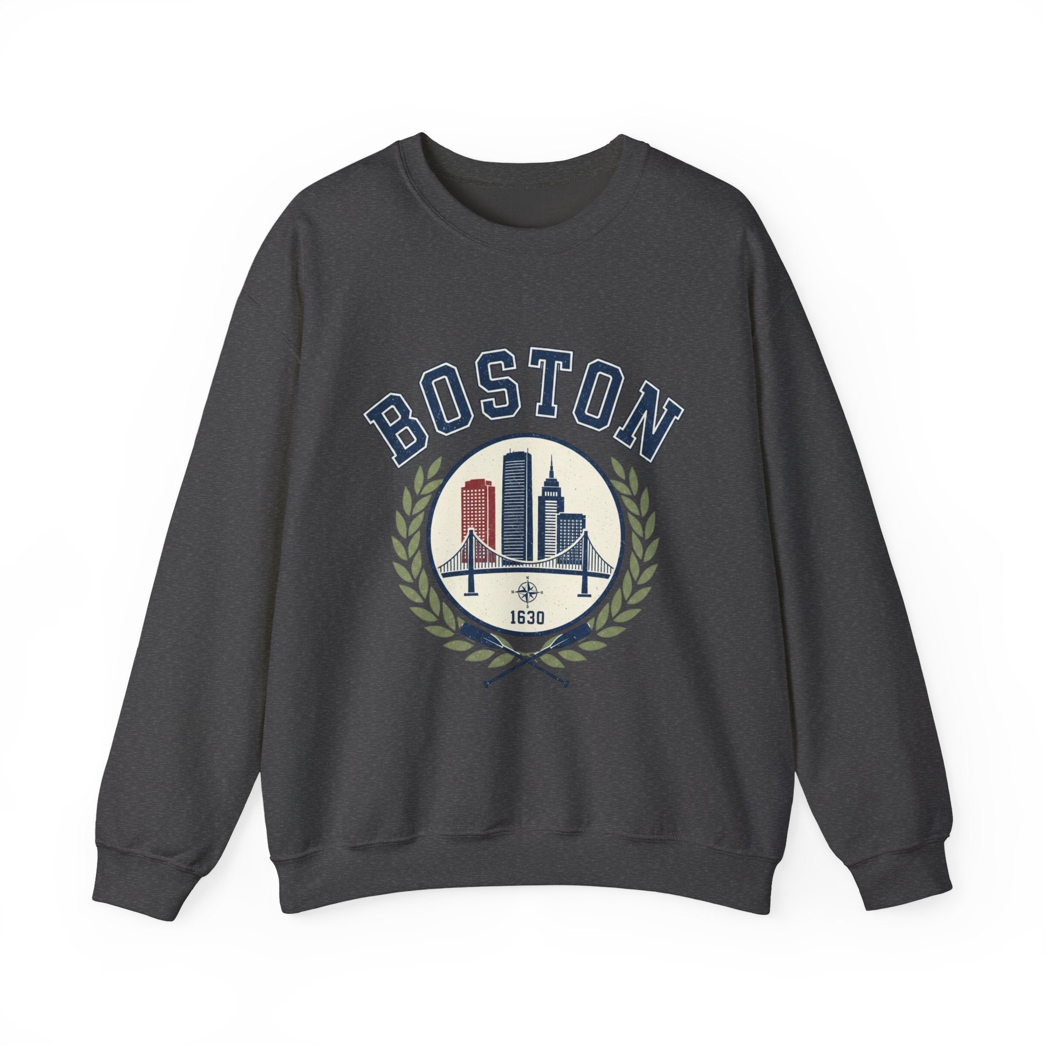 Boston Skyline Crest Sweatshirt | Cityscape Bridge Laurel 1630