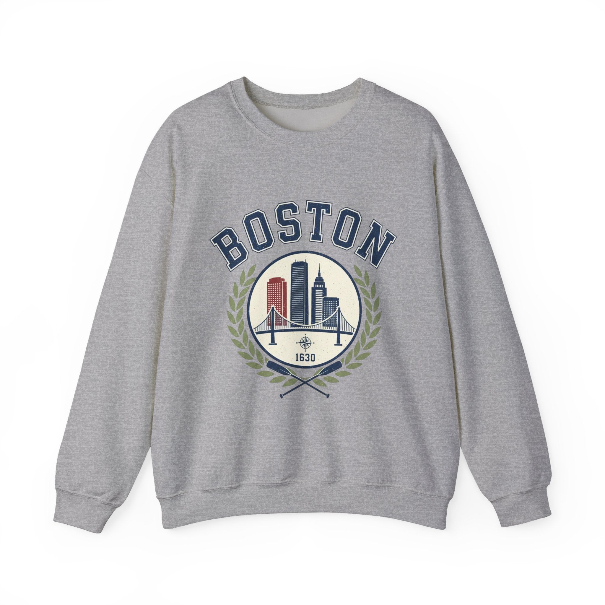 Boston Skyline Crest Sweatshirt | Cityscape Bridge Laurel 1630