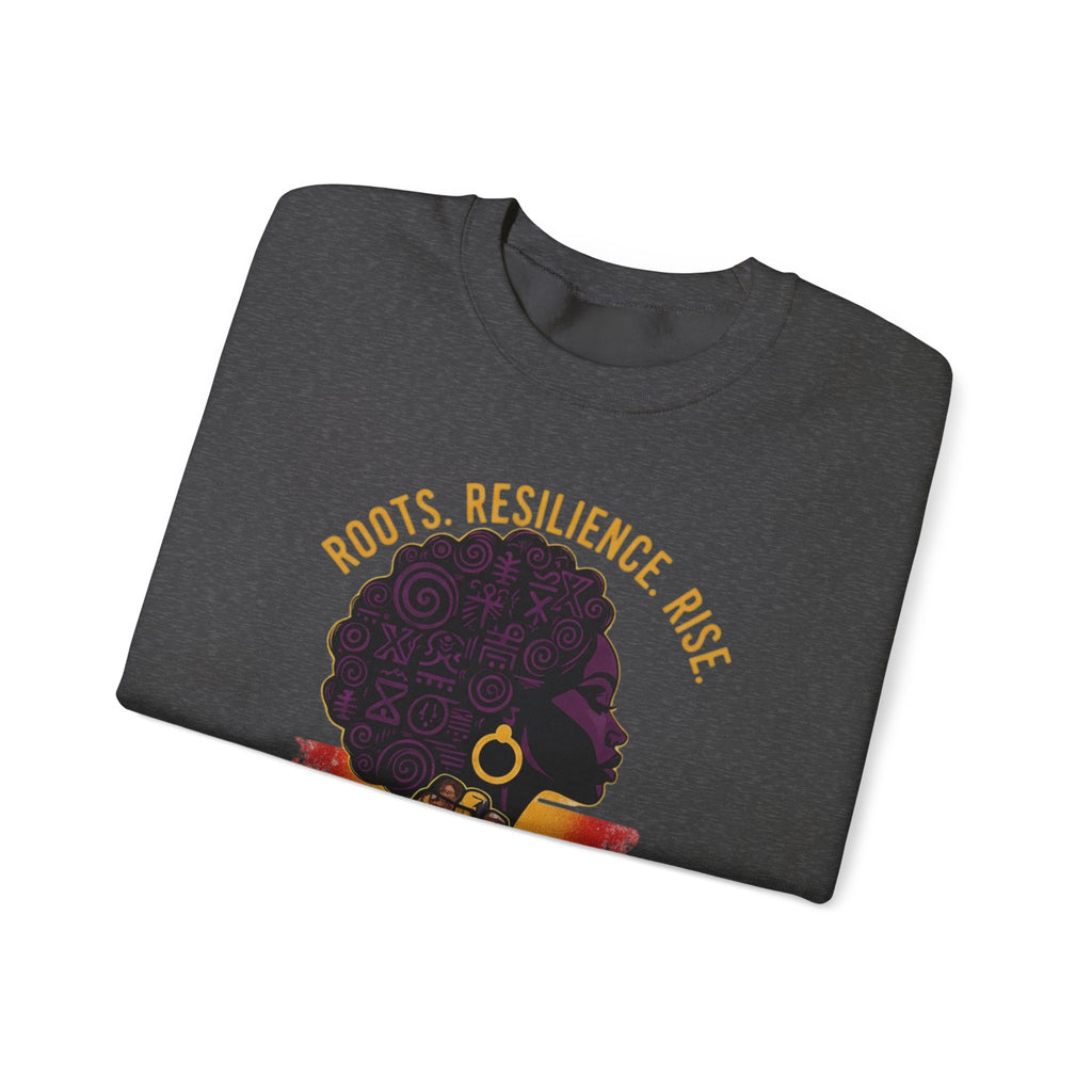 Roots Resilience Rise Sweatshirt | Black History Afro Woman Design