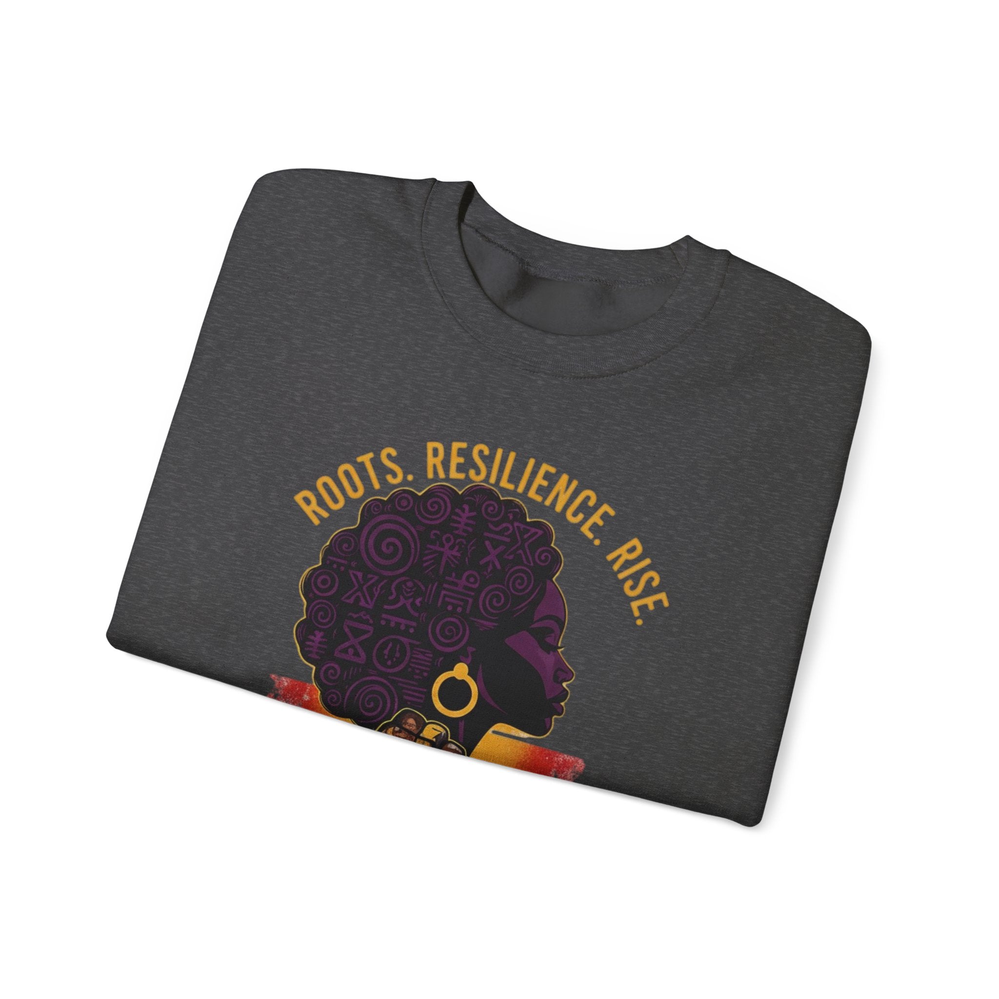 Roots Resilience Rise Sweatshirt | Black History Afro Woman Design