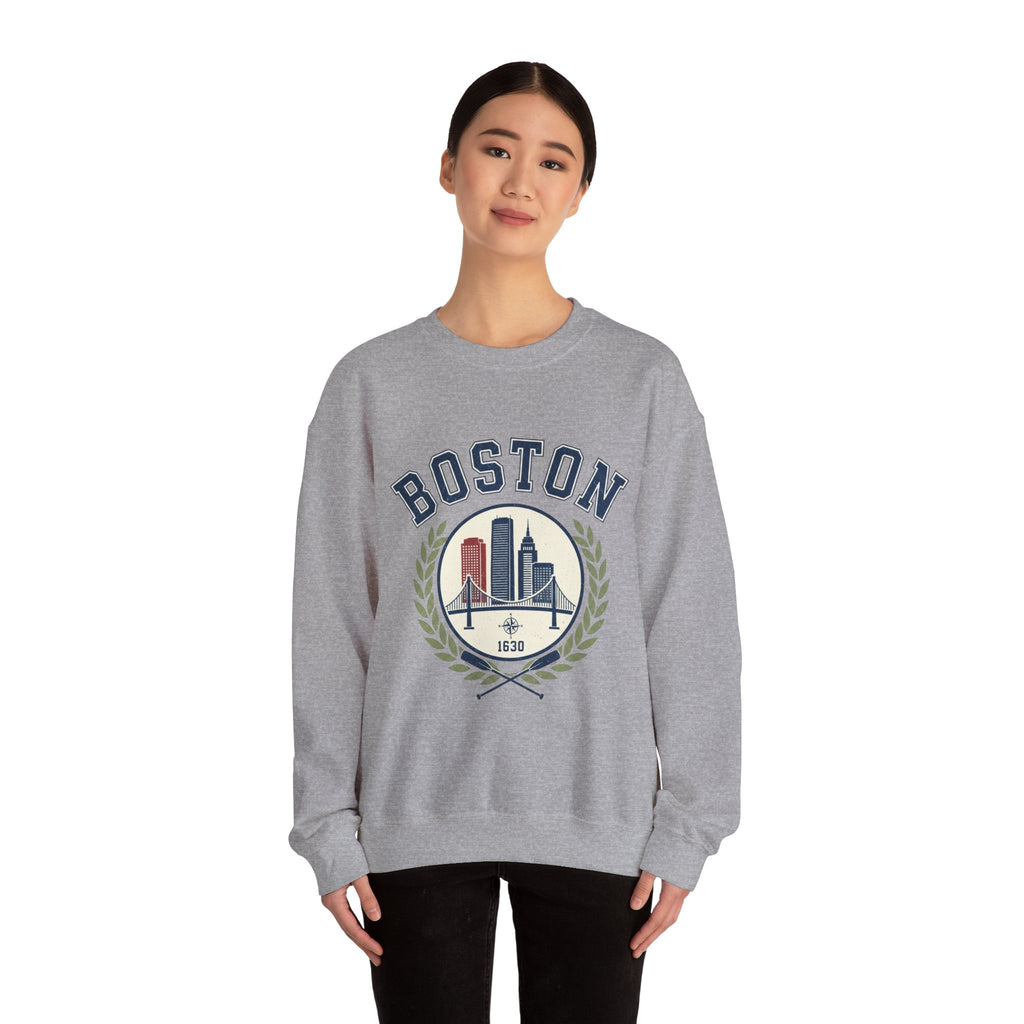Boston Skyline Crest Sweatshirt | Cityscape Bridge Laurel 1630