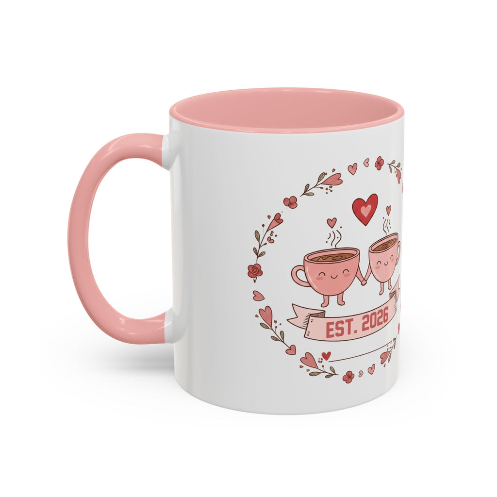 Couples Heart Design Accent Coffee Mug | Valentine Anniversary Birthday