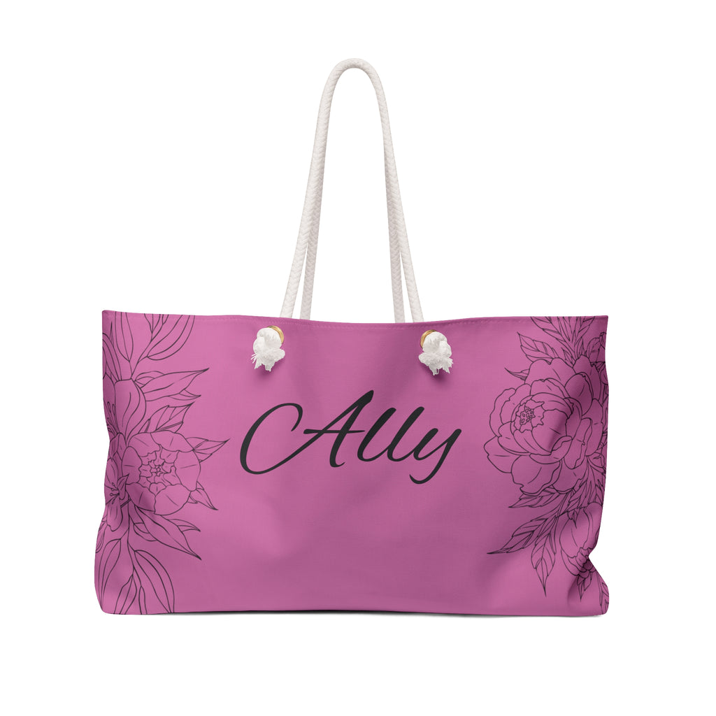 Pink Floral Weekender Bag | Personalized Monogram Tote