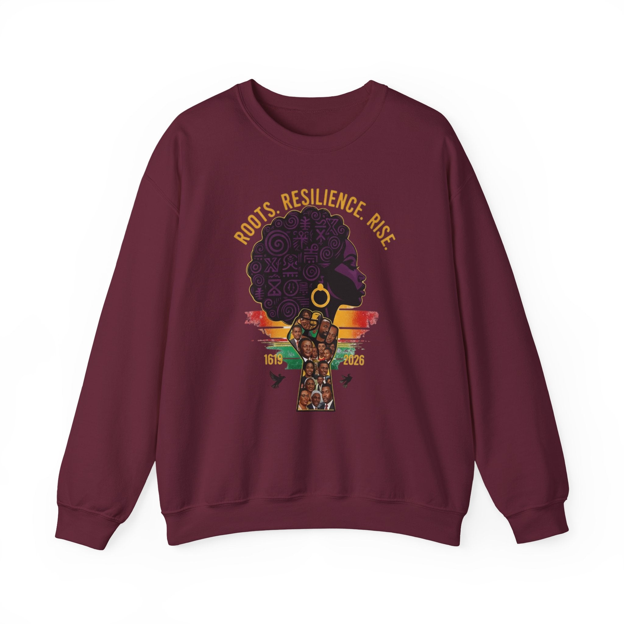 Roots Resilience Rise Sweatshirt | Black History Afro Woman Design