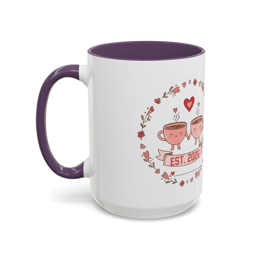 Couples Heart Design Accent Coffee Mug | Valentine Anniversary Birthday