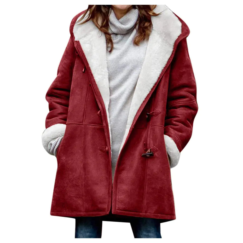 Winter Elegance Sherpa-Lined Long Coat for Women