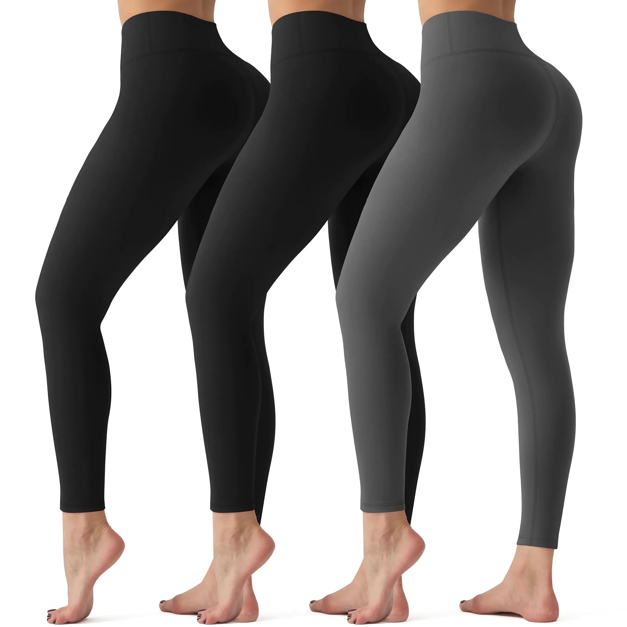3 Pack Leggings for WomenButt Lift High Waisted Tummy Control Workout No See-Through Yoga Pants Reg & Plus Size