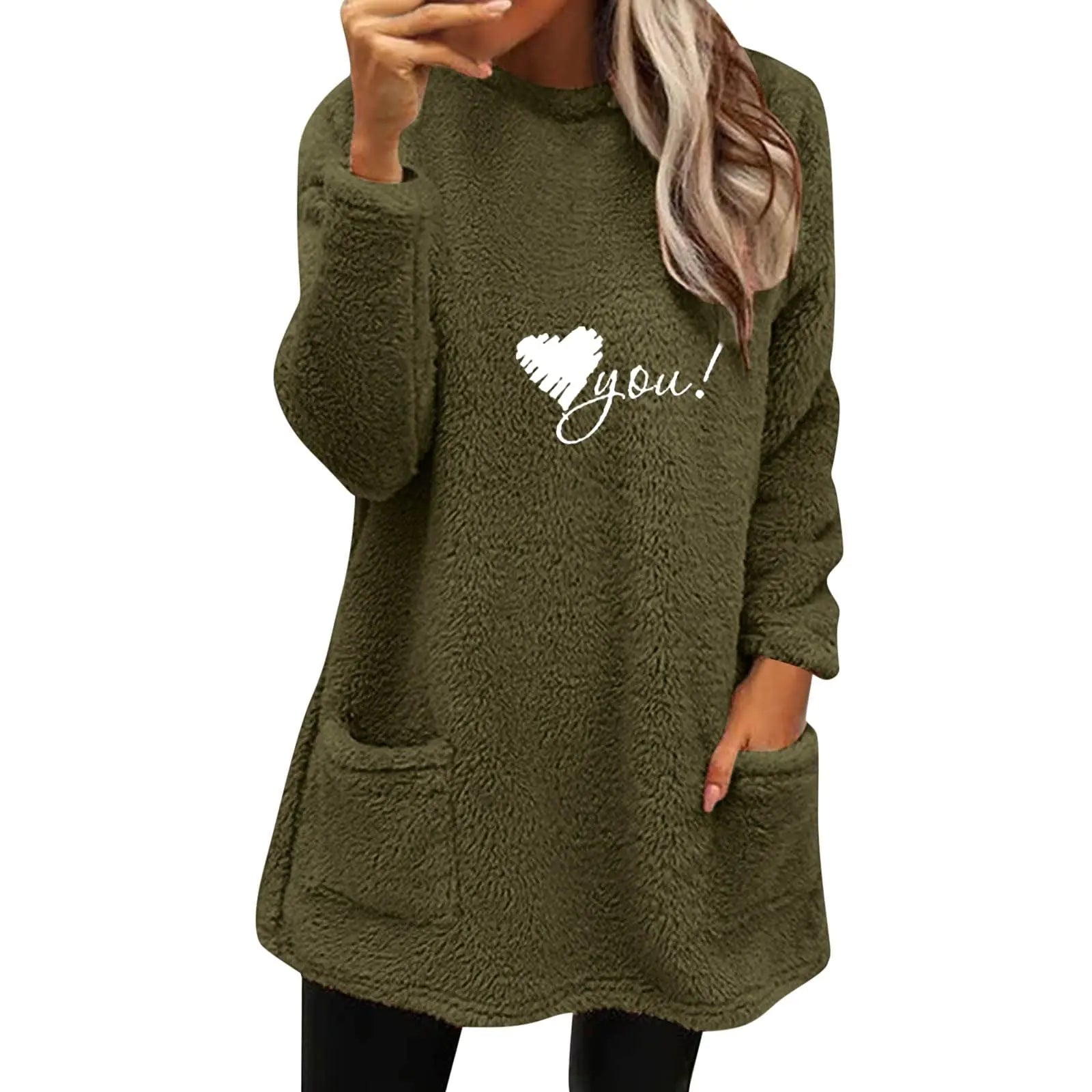 Tatumaie Sherpa-Lined Christmas Sweater for Women - Green Xxxl