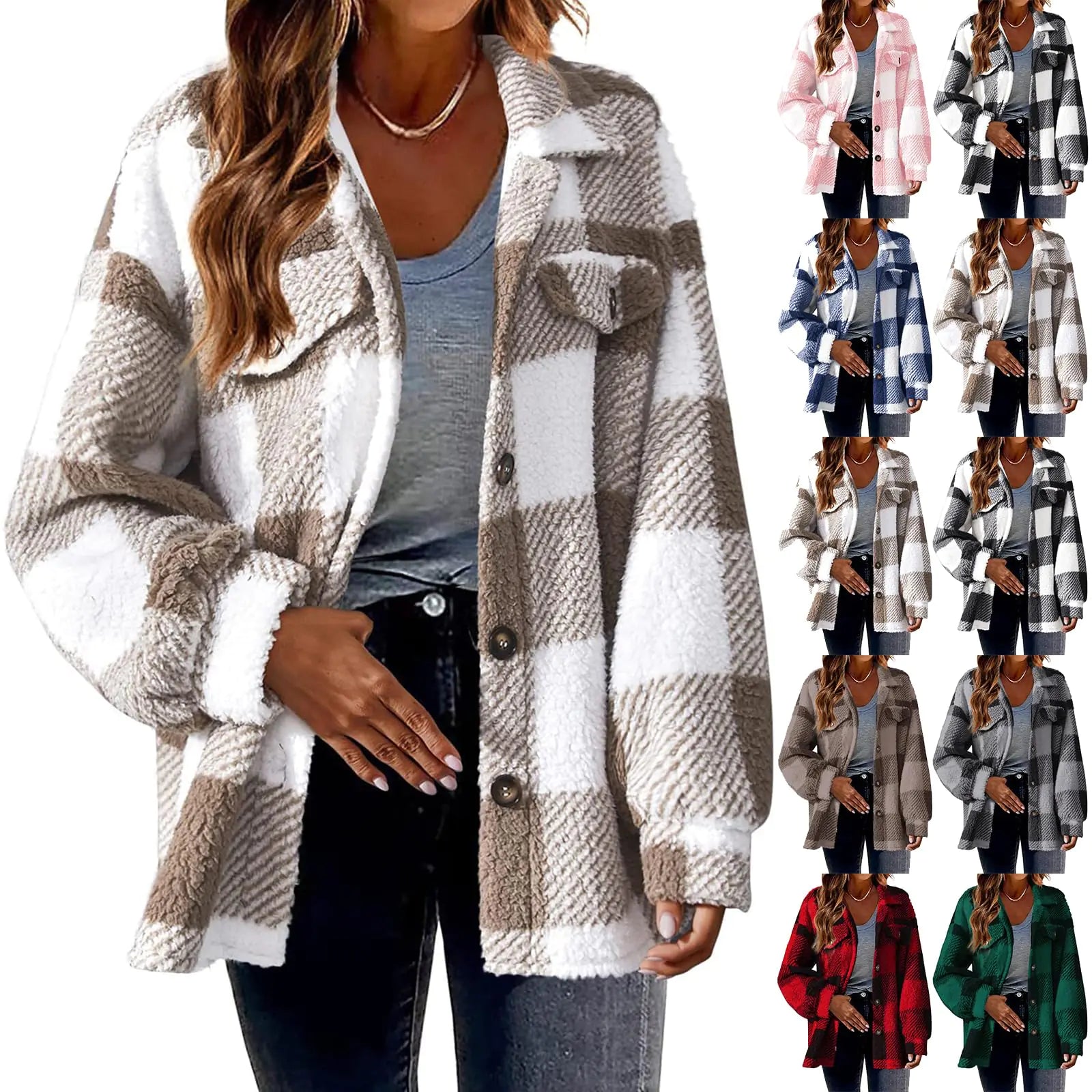 Sherpa-Lined Plaid Jacket for Women