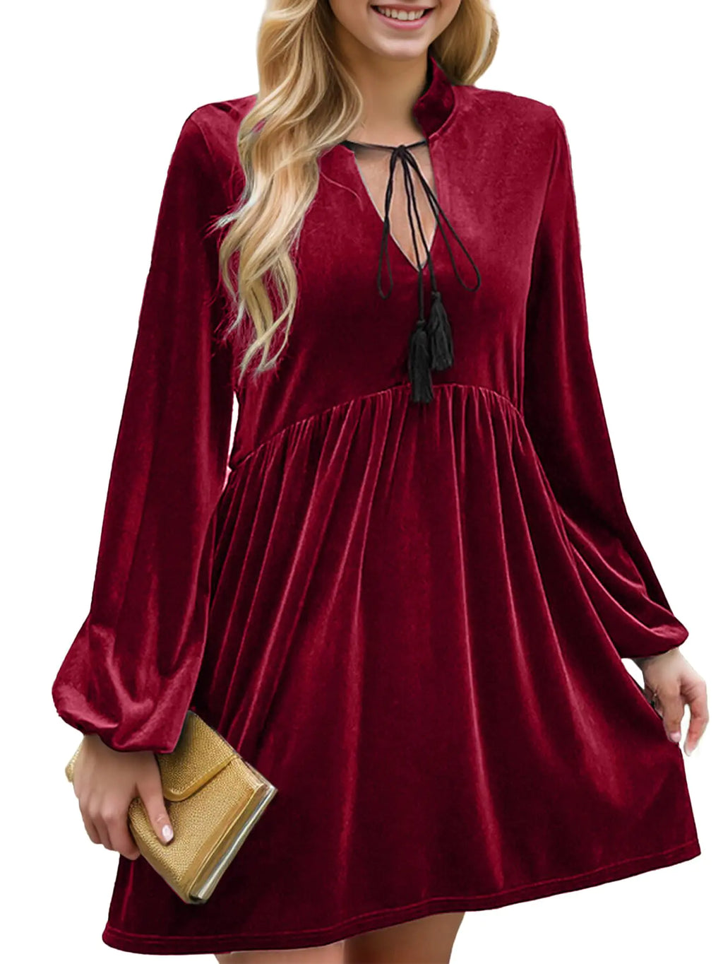 IFFEI Velvet V-Neck Mini Dress 2025