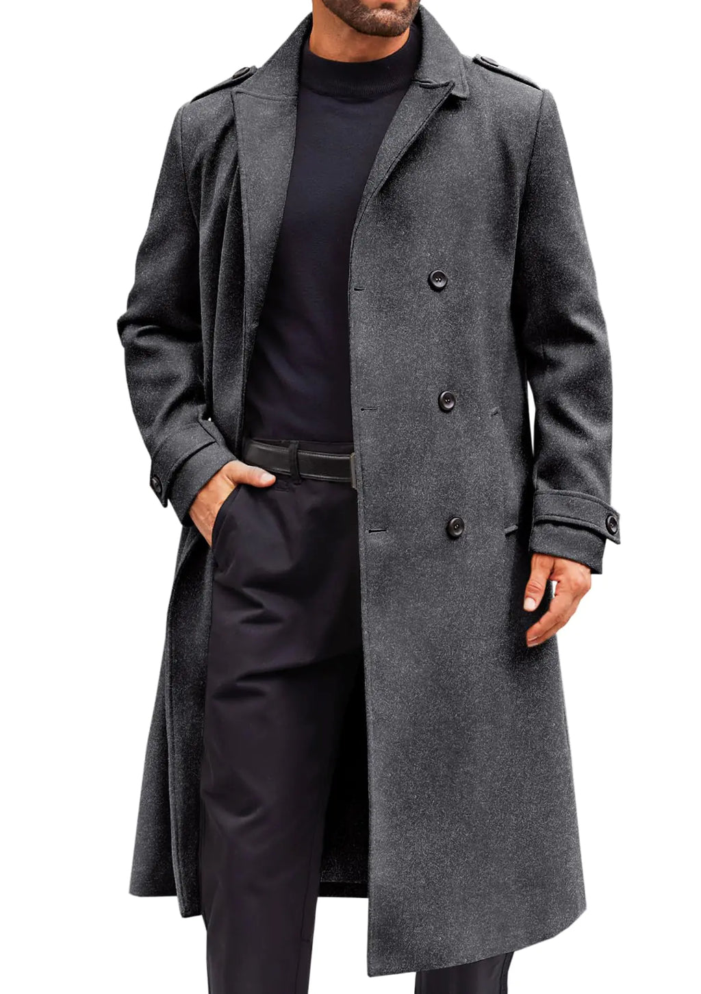 Runcati Mens Classic Wool Peacoat