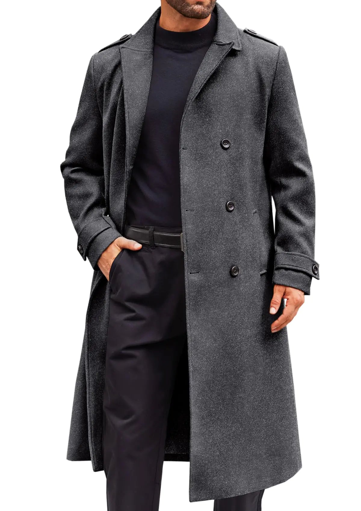 Runcati Mens Classic Wool Peacoat