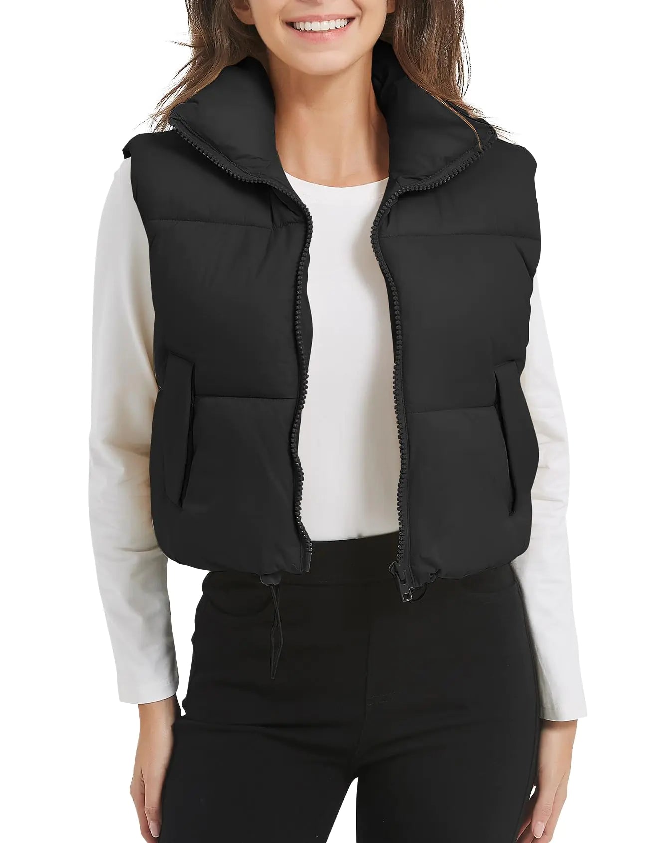 COZYPOIN Cropped Puffer Vest - Lightweight Women's Sleeveless Jacket