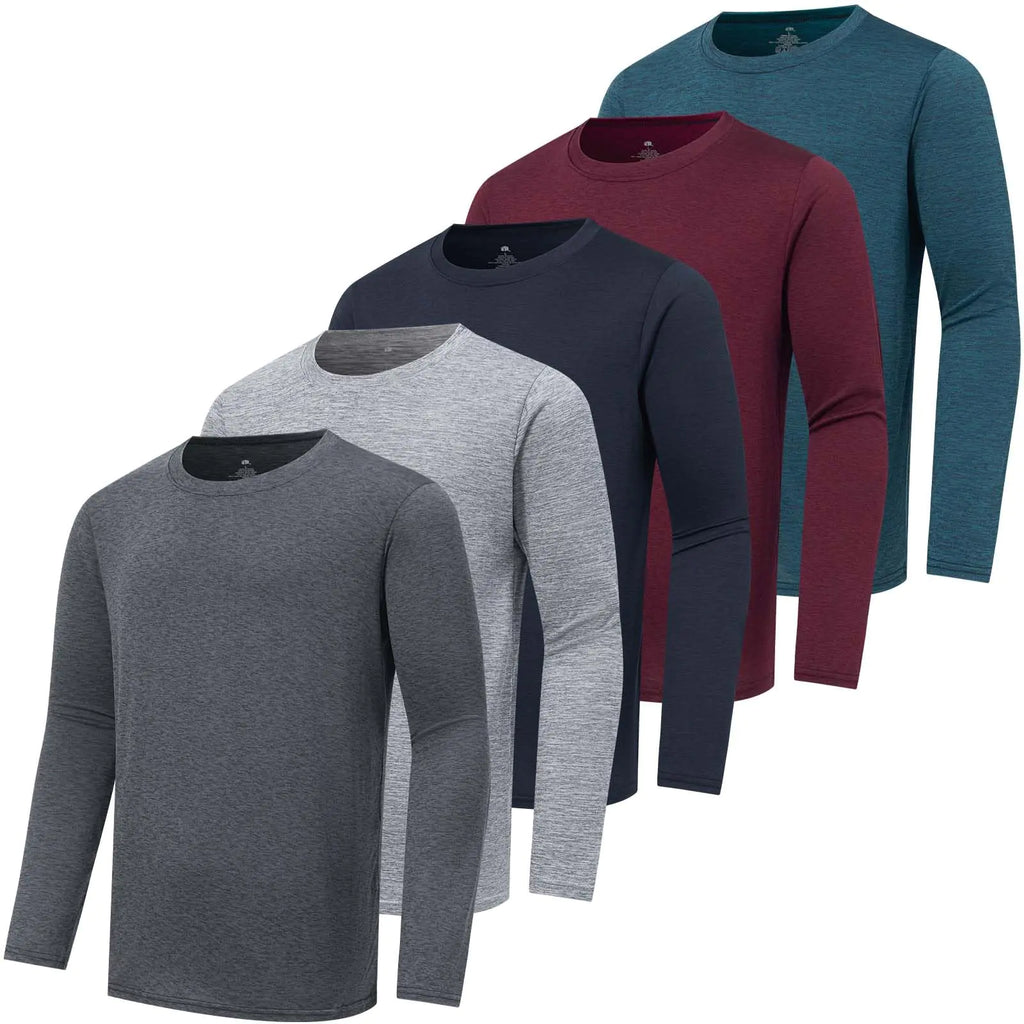 5 Pack Mens Long Sleeve Shirts Moisture Wicking UPF 50+ Dry-Fit Fishing Hiking