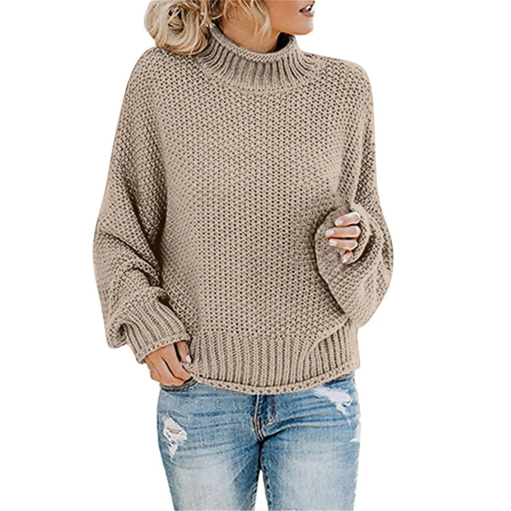 Trendy Plus Size Cable Knit Sweater for Women - Oversized Turtleneck Pullover