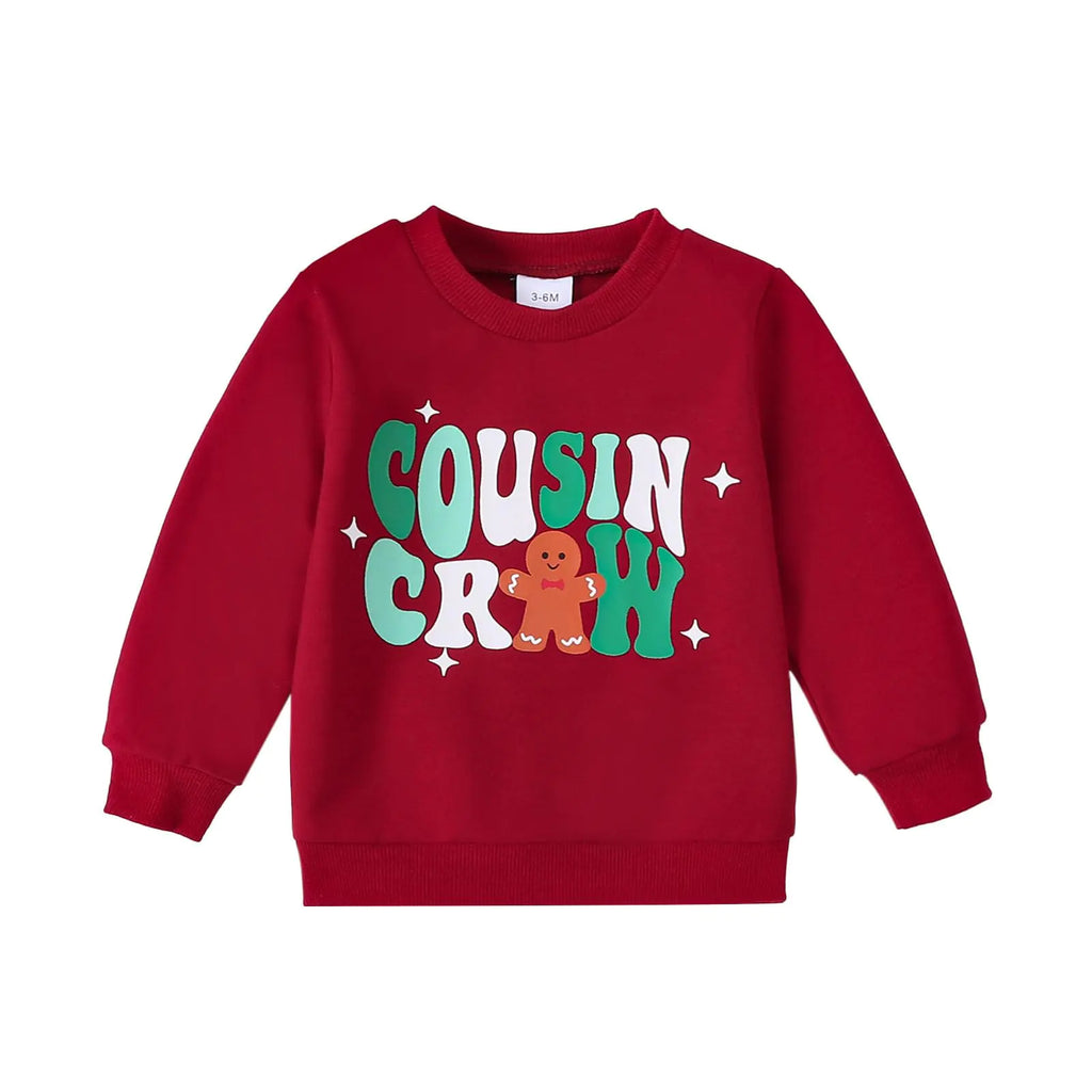 Toddler Girl Boy Christmas Outfit Cousin Crew Long Sleeve Shirts Sweatshirt Clothes Pullovers Baby Fall Tops (Cousin Crew Red 18-24 Months)