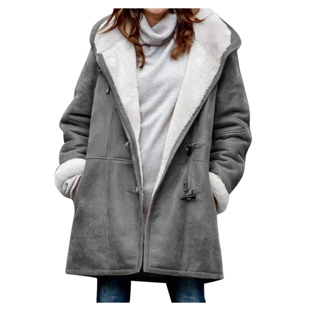 CozyPlus Faux Suede Winter Coat with Hood