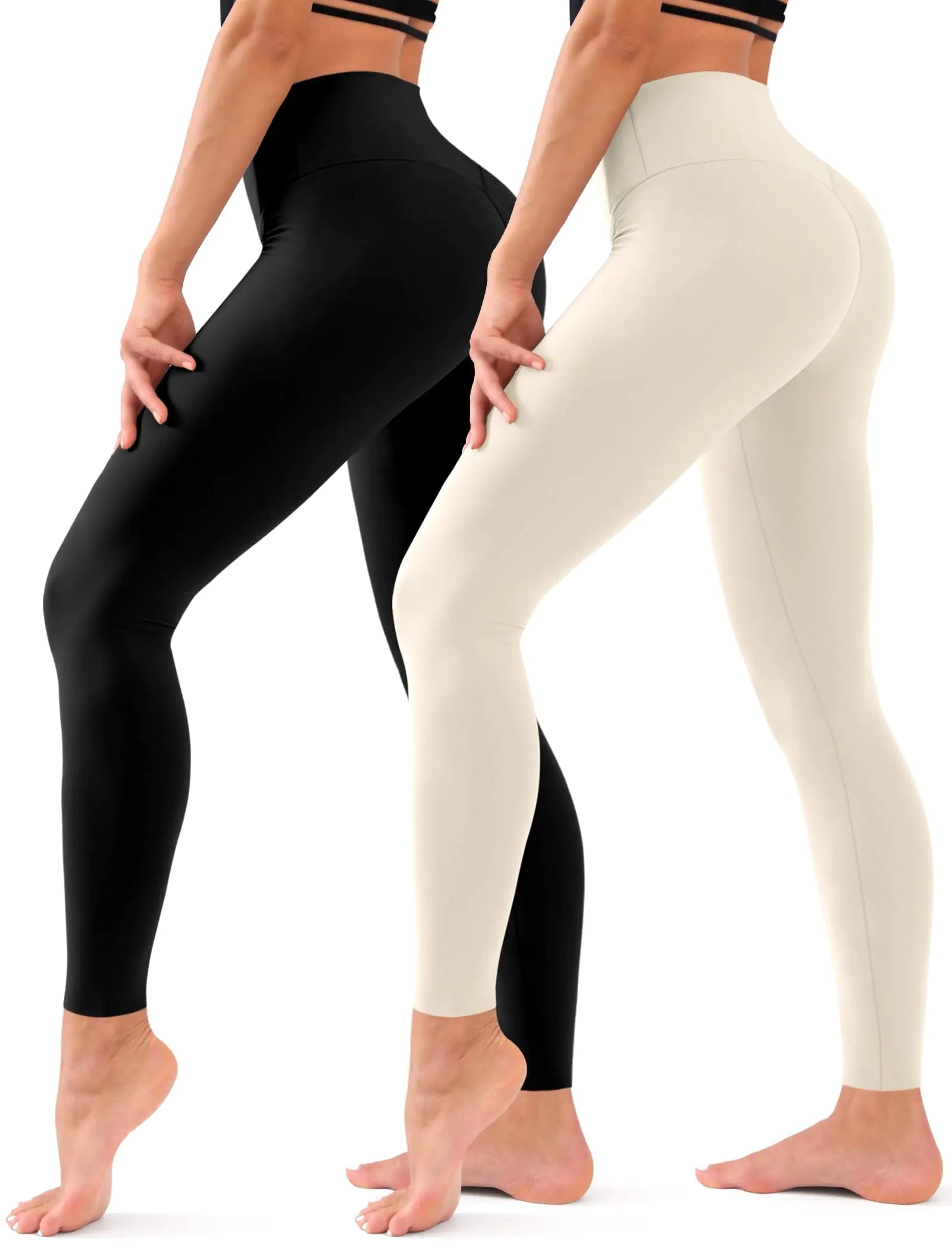 COOLOVER 2 Pack Leggings for Women - High Waisted Full Length Buttery Soft Yoga Pants for Workout Athletic Daily